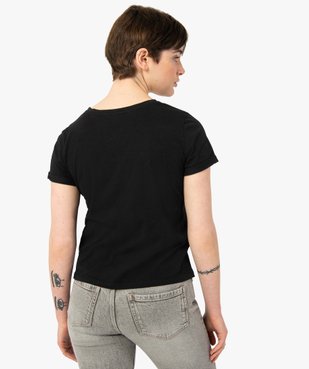 Tee-shirt femme à manches courtes avec inscription en sequins vue3 - GEMO(FEMME PAP) - GEMO