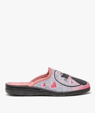 Chaussons femme mules en velours imprimées chats vue1 - GEMO(HOMWR FEM) - GEMO