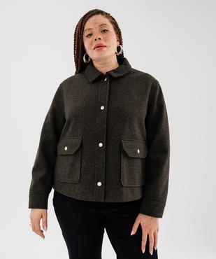 Manteau court aspect drap de laine à boutons-pression femme grande taille vue2 - GEMO (G TAILLE) - GEMO