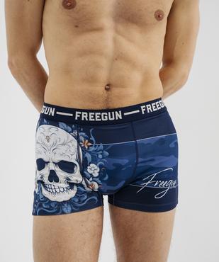 Boxer en microfibre motif tête de mort homme - Freegun vue2 - FREEGUN - GEMO