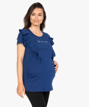Tee-shirt de grossesse à message et volants vue1 - GEMO (MATER) - GEMO
