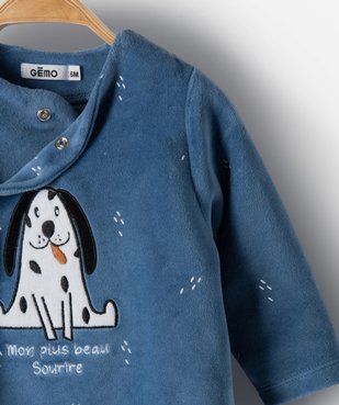 Pyjama bébé garçon en velours avec motifs animal vue2 - GEMO(BB COUCHE) - GEMO