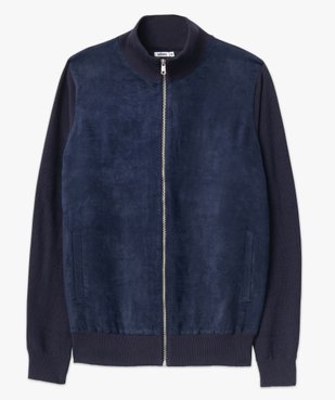 Gilet zippé en maille et suédine homme vue4 - GEMO (HOMME) - GEMO