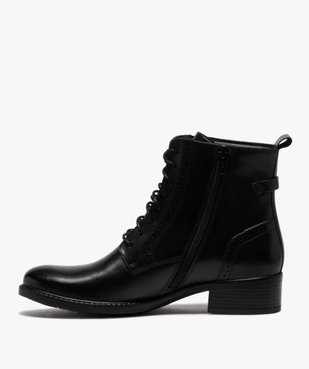 Boots femme à talon plat style derbies à lacets et zip vue3 - GEMO (CASUAL) - GEMO