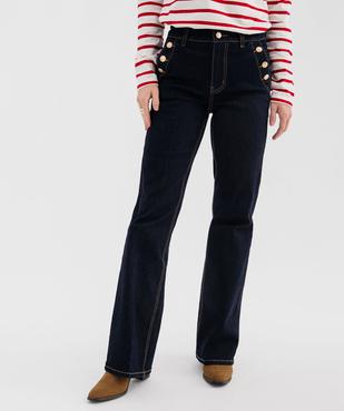 Jean Flare en denim extensible à effet pont femme - LuluCastagnette vue1 - LULU CASTAGNETTE GEMO FOR GOOD - GEMO