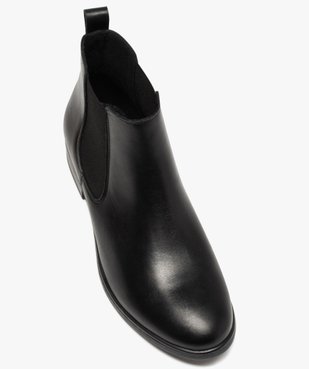 Boots femme à talon plat unis en cuir style Chelsea vue5 - GEMO (CASUAL) - GEMO