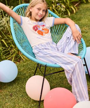 Pantalon large en viscose et lin taille ajustable fille vue4 - GEMO 4G FILLE - GEMO
