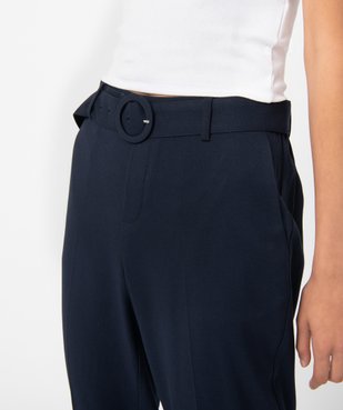 Pantalon femme en toile avec ceinture à boucle vue2 - GEMO(FEMME PAP) - GEMO