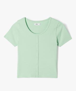 Tee-shirt manches courtes à côtes et faux boutons fille vue1 - GEMO 4G FILLE - GEMO