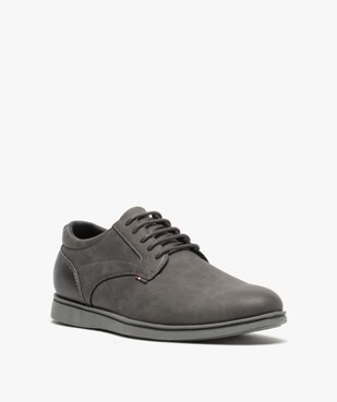 Derbies homme unis à lacets et semelle amortissante vue2 - GEMO(URBAIN) - GEMO
