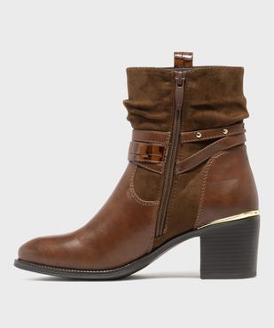 Bottines à talon avec tige drapée et brides à la cheville femme - Emilia Rosa vue3 - EMILIA ROSA - GEMO