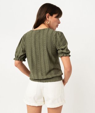 Tee-shirt manches courtes blousant à col fantaisie femme vue3 - GEMO(FEMME PAP) - GEMO