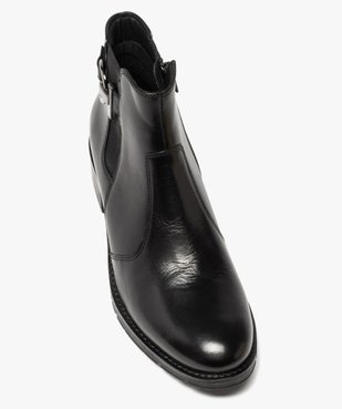 Boots femme à talon plat unis dessus cuir et bride fantaisie vue5 - GEMO (CASUAL) - GEMO