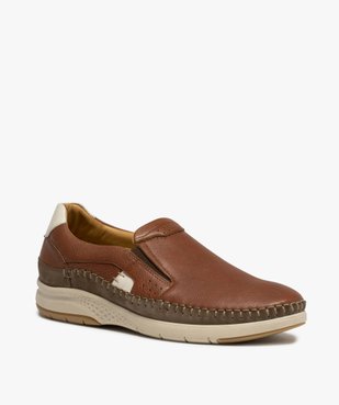 Mocassins homme unis dessus et intérieur cuir - Tanéo vue2 - TANEO - GEMO