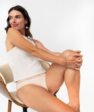 Culotte en coton stretch avec taille dentelle femme (lot de 2) vue1 - GEMO(HOMWR FEM) - GEMO