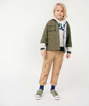 Pantalon garçon cargo en twill avec ceinture rayée - LuluCastagnette vue6 - GEMO 4G GARCON - GEMO