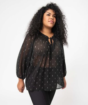 Blouse femme grande taille en voile imprimé brillant et smocks vue1 - GEMO (G TAILLE) - GEMO