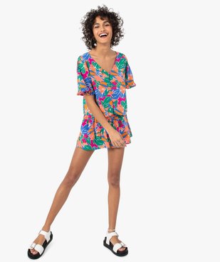 Blouse femme imprimée à manches courtes coupe courte vue5 - GEMO(FEMME PAP) - GEMO