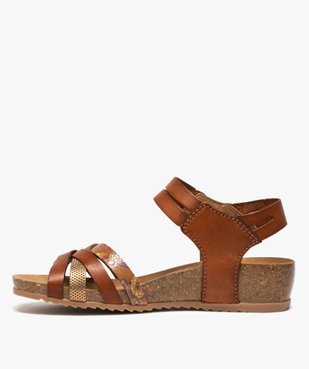 Sandales confort dessus cuir avec brides scratch femme vue4 - VALENTINA BALDA - GEMO