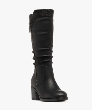 Bottes doublure chaude avec empiècement tricoté sur la tige femme vue2 - GEMO(URBAIN) - GEMO