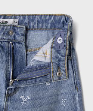 Jean straight à broderies fleuries et taille réglable fille vue3 - GEMO 4G FILLE - GEMO