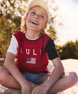 Tee-shirt manches courtes tricolore coupe oversize garçon - LuluCastagnette vue1 - LULU CASTAGNETTE G4G D - GEMO