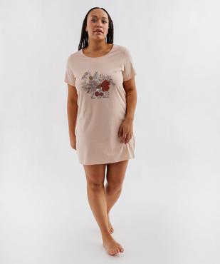 Chemise de nuit en jersey imprimé femme grande taille vue2 - GEMO 4G FEMME - GEMO