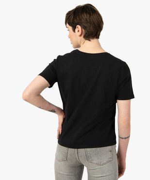 Tee-shirt femme à manches courtes avec poche poitrine brodée vue3 - GEMO(FEMME PAP) - GEMO