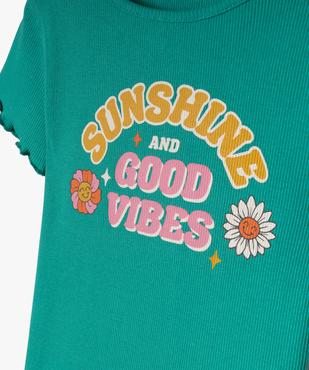 Tee-shirt à manches courtes avec finitions froncées fille vue2 - GEMO (ENFANT) - GEMO