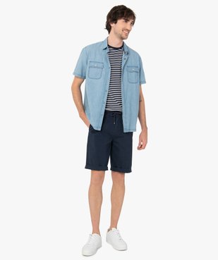 Bermuda homme coupe chino en toile de coton stretch unie vue5 - GEMO (HOMME) - GEMO
