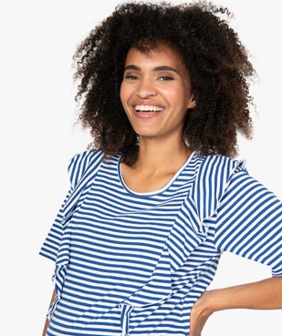 Tee-shirt de grossesse rayé à volants vue2 - GEMO (MATER) - GEMO