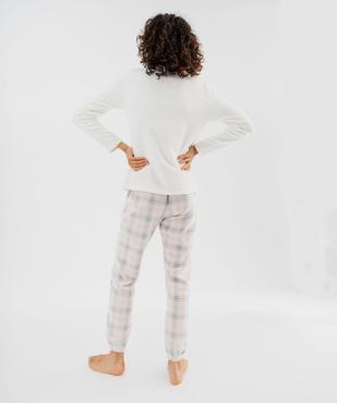 Pyjama à carreaux en maille peluche douillette femme vue3 - GEMO(HOMWR FEM) - GEMO
