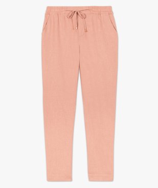 Pantalon femme en lin avec ceinture élastiquée vue4 - GEMO(FEMME PAP) - GEMO