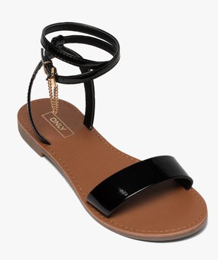 Sandales femme vernies à talon plat et bride cheville Only vue5 - ONLY - GEMO