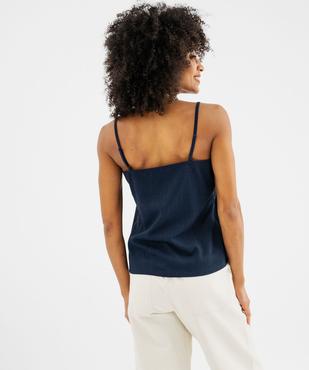 Débardeur à fines bretelles en maille texturée et dentelle femme vue3 - GEMO 4G FEMME - GEMO