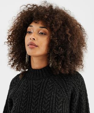 Pull à torsades en maille pailletée femme vue1 - GEMO(FEMME PAP) - GEMO