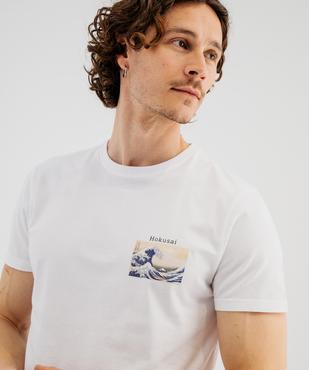 Tee-shirt manches courtes en jersey de coton imprimé devant et dos homme - Hokusai vue2 - HOKUSAI - GEMO