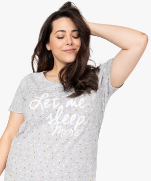 Chemise de nuit femme grande taille à manches courtes avec motifs vue2 - GEMO(HOMWR FEM) - GEMO