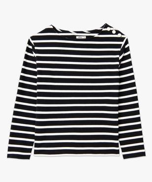 Tee-shirt à manches longues rayé femme vue5 - GEMO 4G FEMME - GEMO