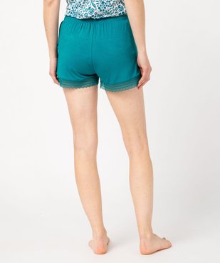 Short de pyjama en maille fluide avec bas en dentelle femme vue3 - GEMO 4G FEMME - GEMO