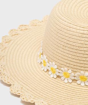 Chapeau en paille capeline finition festonnée et garniture fleurie fille vue2 - GEMO (ACCESS) - GEMO