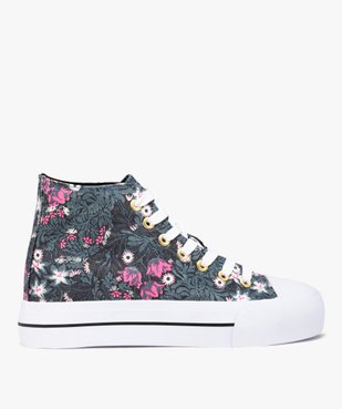 Baskets femme mid-cut en toile imprimé fleurs vue1 - GEMO 4G FEMME - GEMO