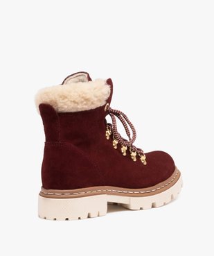 Boots fourrées femme dessus cuir à col sherpa vue4 - GEMO (CASUAL) - GEMO