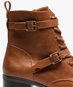 Boots femme unies à talon avec lacets et brides vue6 - GEMO(URBAIN) - GEMO