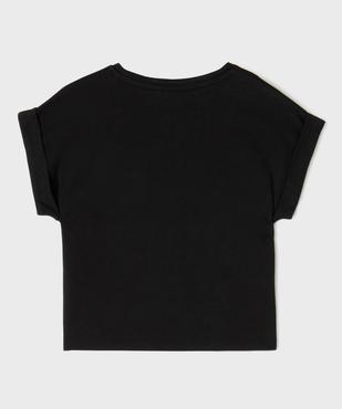 Tee-shirt manches courtes à revers coupe loose et broderie crochet fille vue4 - GEMO 4G FILLE - GEMO