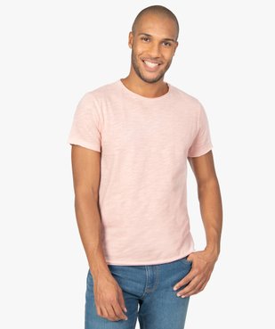 Tee-shirt homme à manches courtes avec finitions roulottées vue1 - GEMO (HOMME) - GEMO