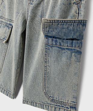Bermuda en jean cargo regular en coton délavé garçon vue3 - GEMO (JUNIOR) - GEMO