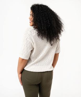 Gilet à manches courtes en maille ajourée femme grande taille vue3 - GEMO (G TAILLE) - GEMO