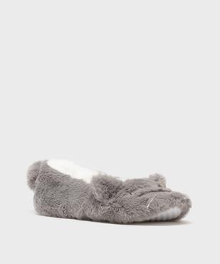 Chaussons ballerines en fourrure imitation motif animal femme vue2 - GEMO 4G FEMME - GEMO