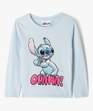 Tee-shirt manches longues en coton imprimé fille - Stitch vue1 - LILO & STITCH - GEMO
